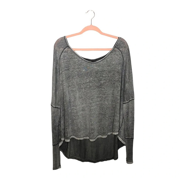 WE THE FREE People Linen Blend Oversized Off The Shoulder Slub Dolman Shirt - Picture 1 of 9